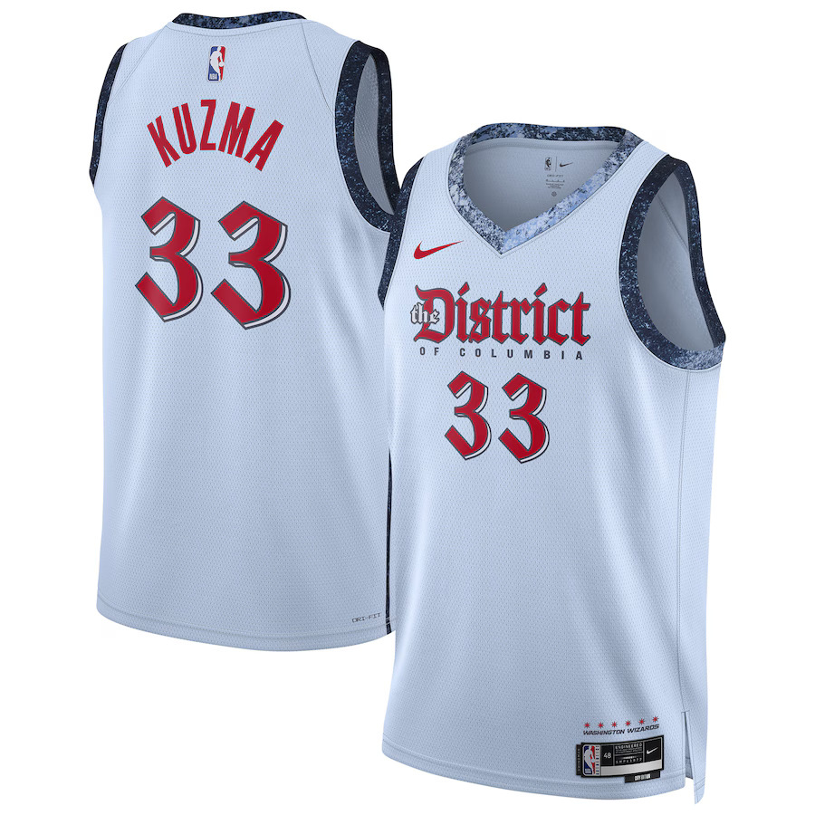 Men Washington Wizards #33 Kyle Kuzma Nike Powder Blue City Edition 2024-25 Swingman Player NBA Jersey->washington wizards->NBA Jersey